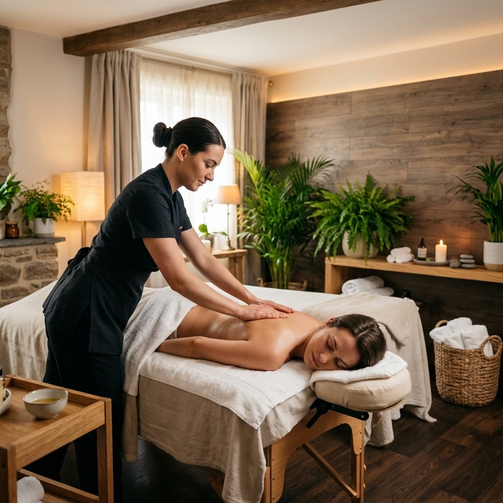 Professional massage therapist providing relaxing spa treatment